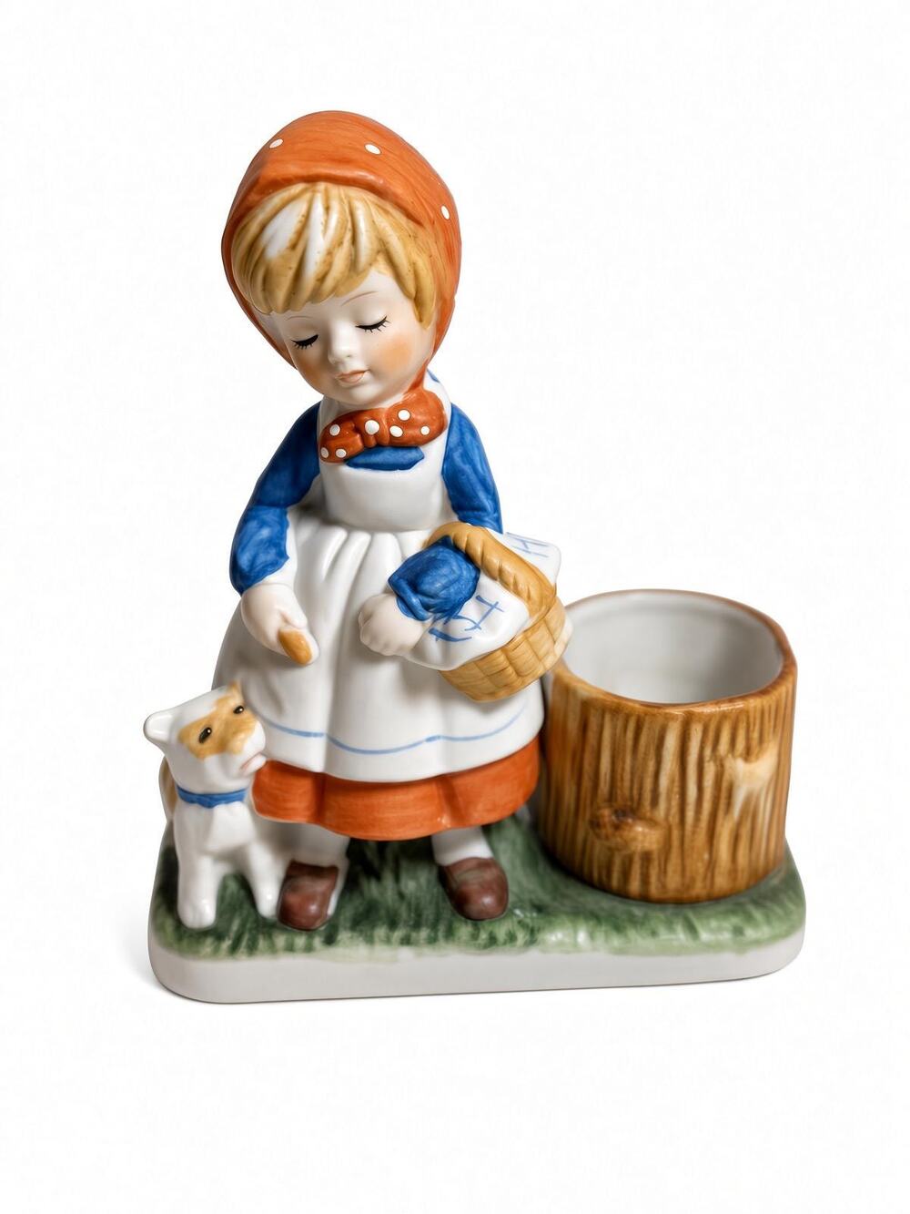 Vintage Bisque Figurine Girl with Dog Porcelain Collectible